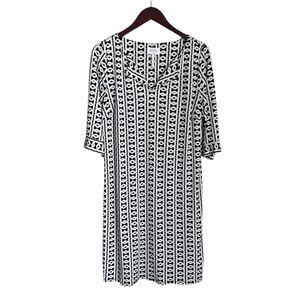 Laundry by Shelli Segal Geometric Shift Dress Stretch Jersey Knit Black White